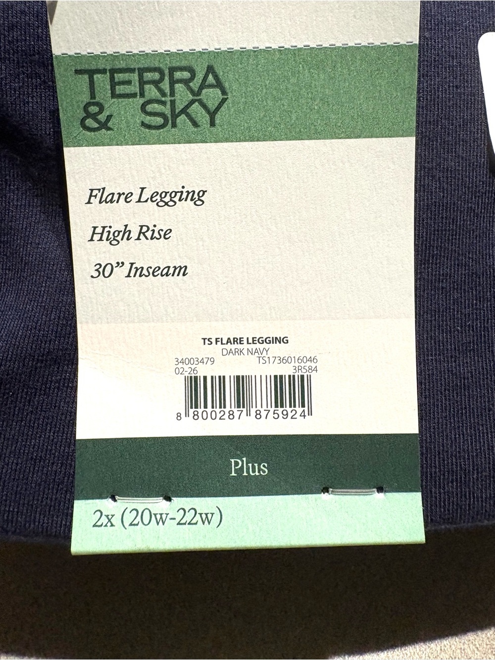 NEW Terra & Sky Women's Flare Leggings High Rise NAVY Size 2x - Picture 7 of 8